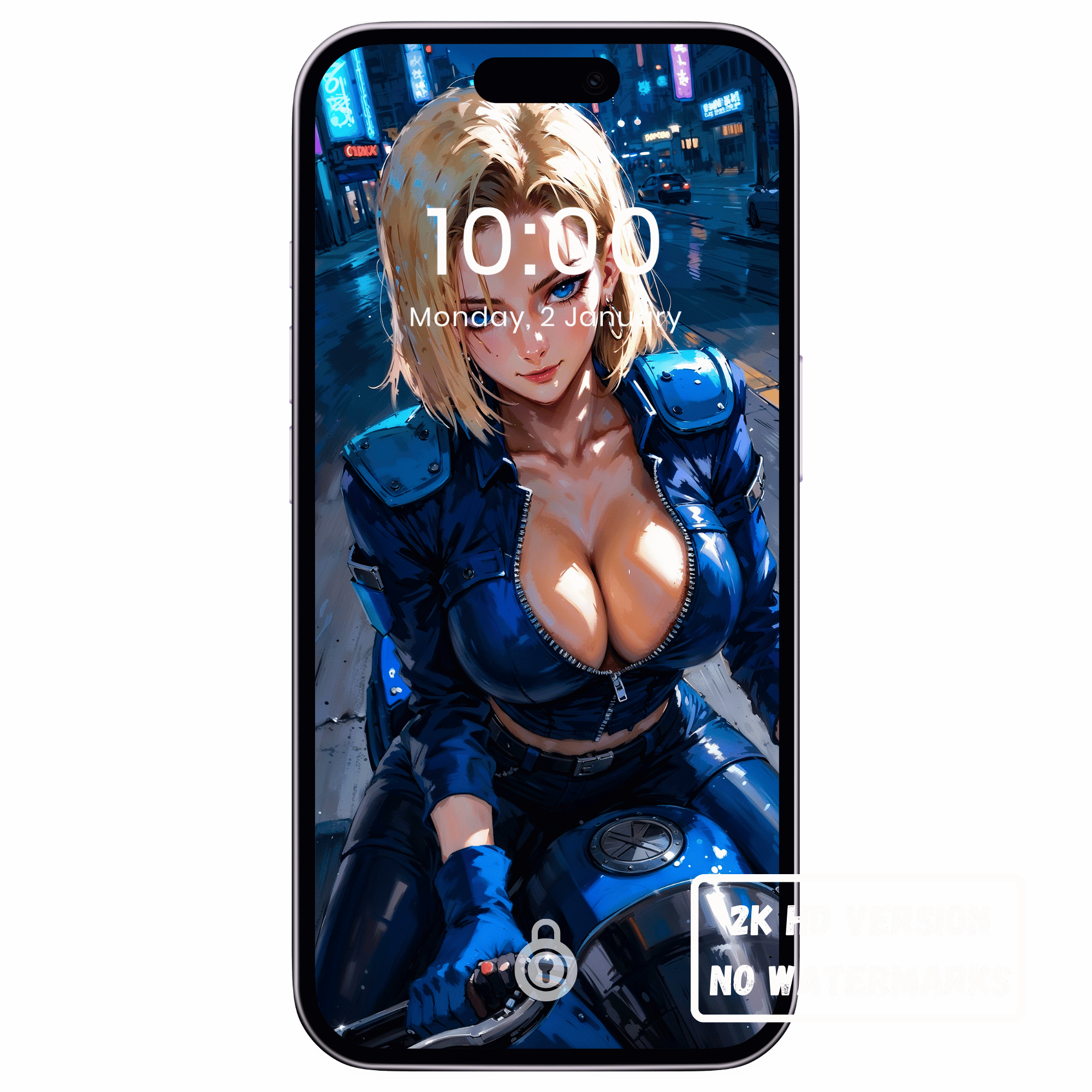 Android 18 – Cyber Biker Anime Artwork (2K Full HD)